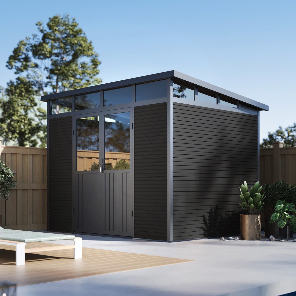 Weide Gartenhaus Weide Aluminium & WPC Gartenhaus 278x218x226cm Anthrazit, BxT: 218x278 cm