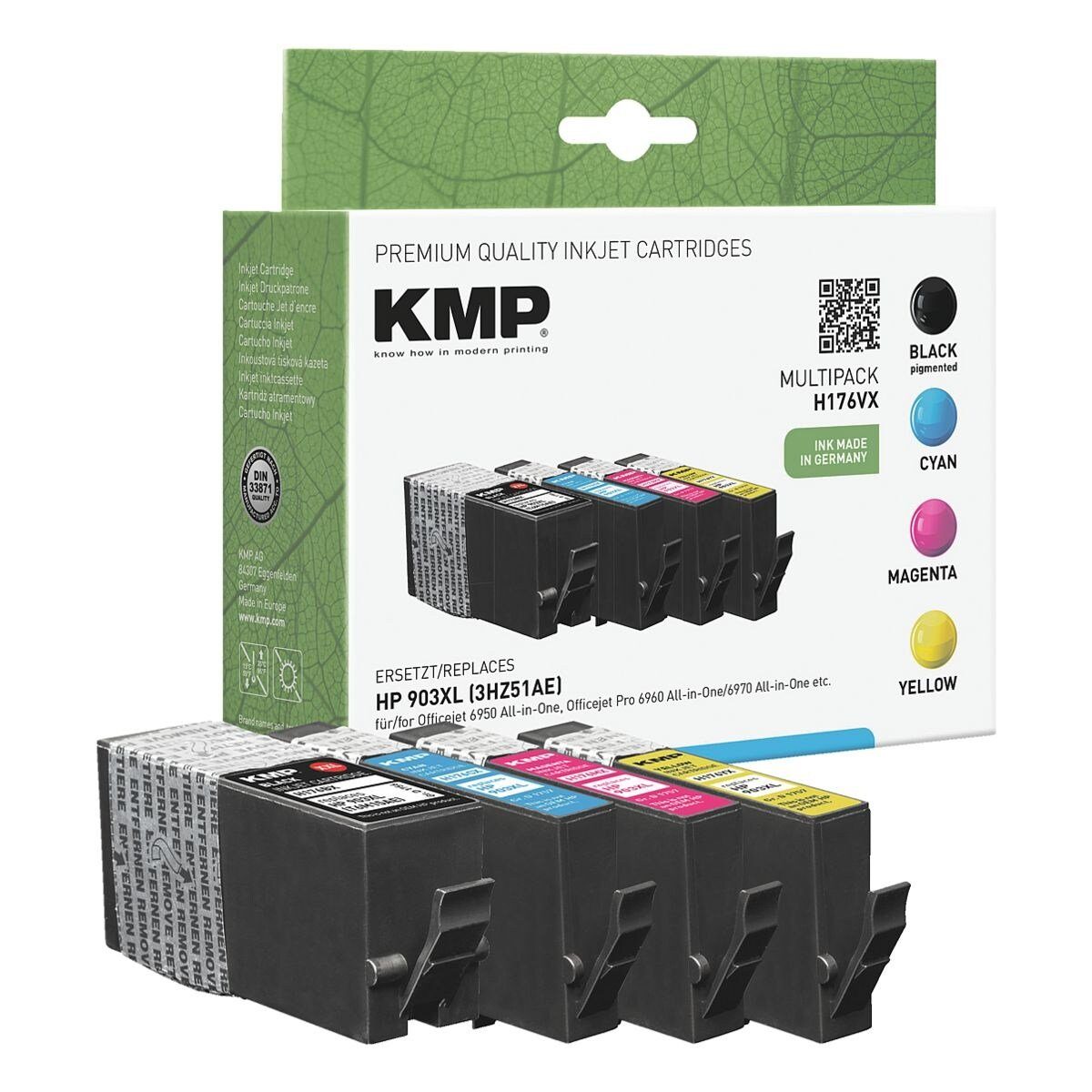 KMP Tintenpatrone (Set, 4-tlg., ersetzt HP »3HZ51AE« Nr. 903XL, schwarz, cyan, magenta, gelb)