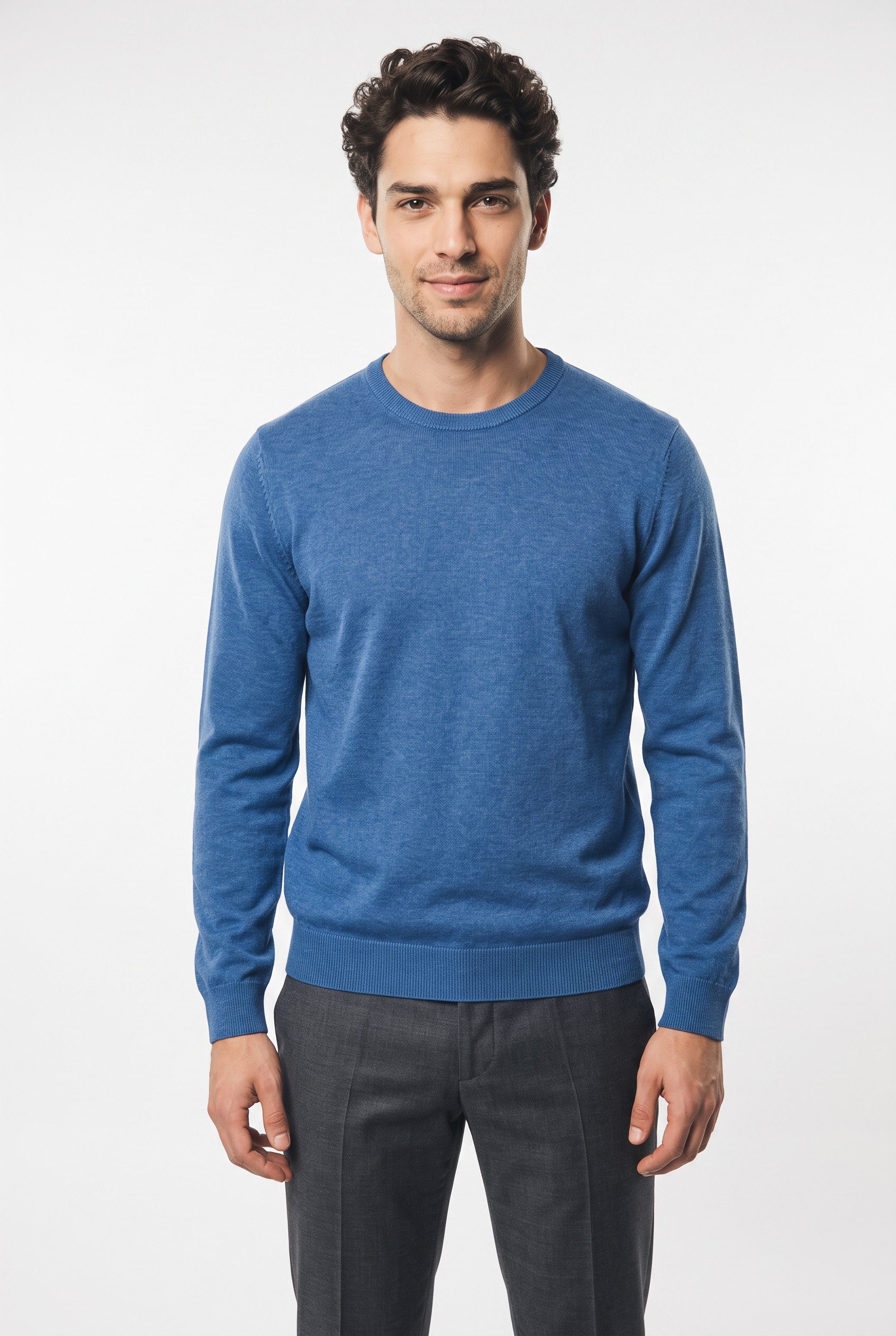 MARVELIS Strickpullover Rundhals, Baumwolle, regular fit