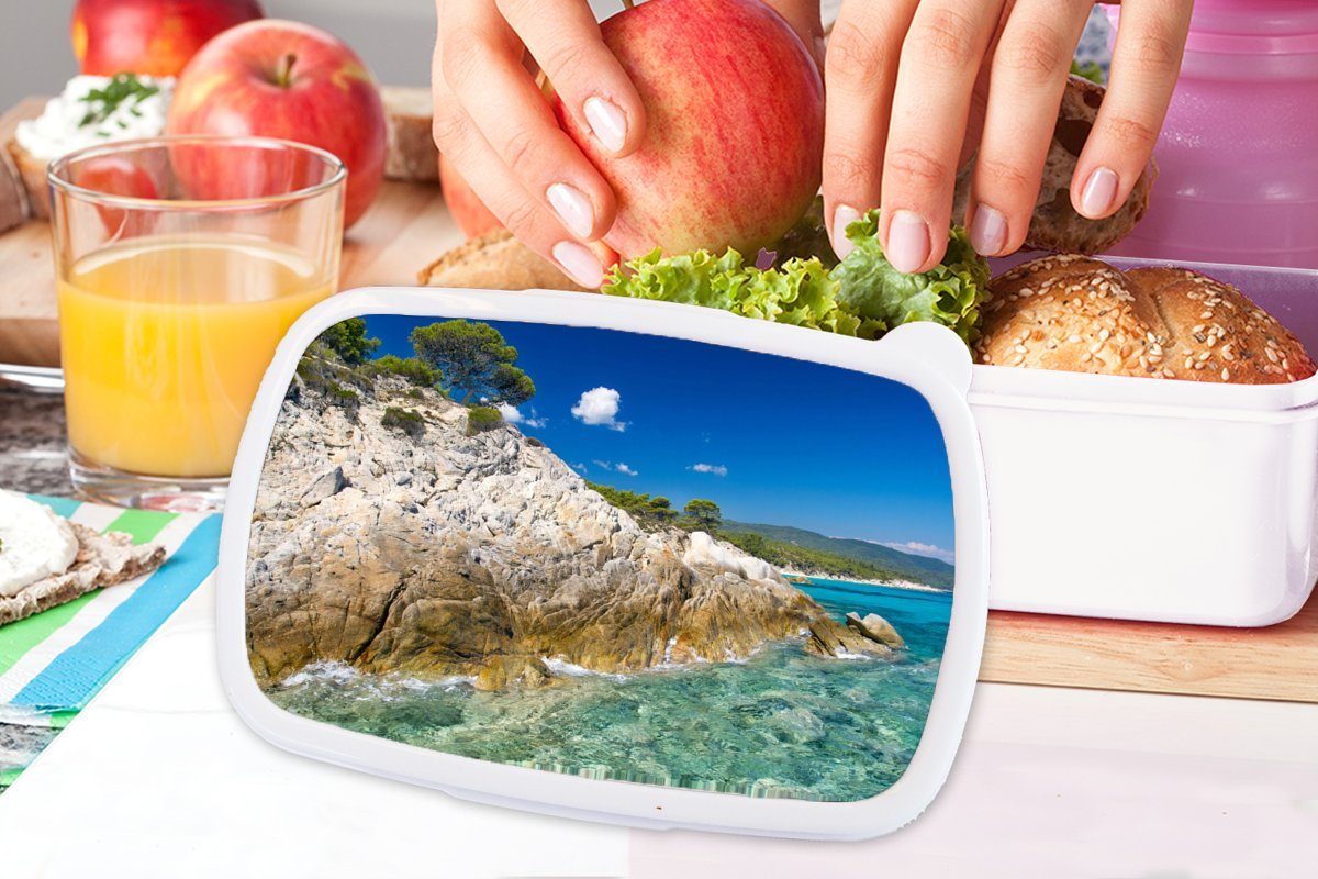 MuchoWow Lunchbox Meer - (2-tlg), Erwachsene, weiß für und Brotbox Kinder - Kunststoff, Tropisch, Jungs - für und Brotdose, Sommer Klippe Mädchen