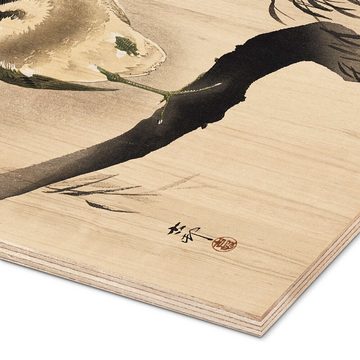 Posterlounge Holzbild Ohara Koson, Reiher auf einer Trauerweide, Malerei
