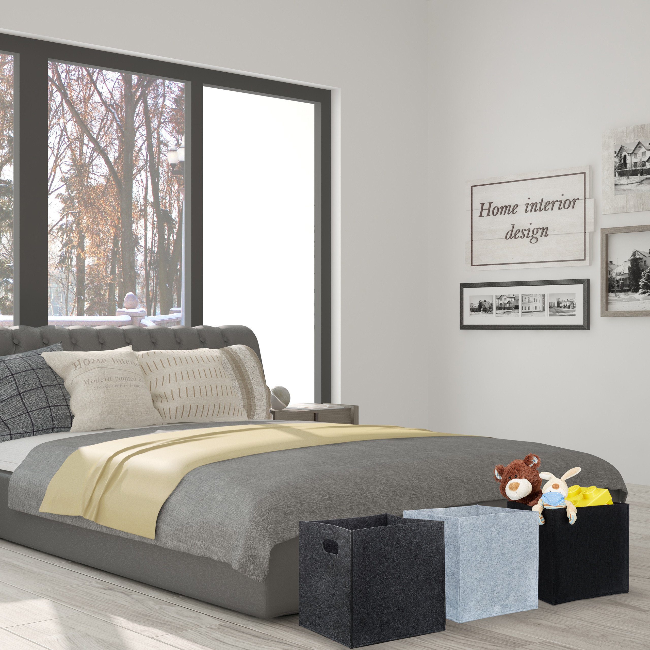 relaxdays Aufbewahrungskorb Quadratischer Filzkorb (1 St), schwarz – Bild 5 von 5