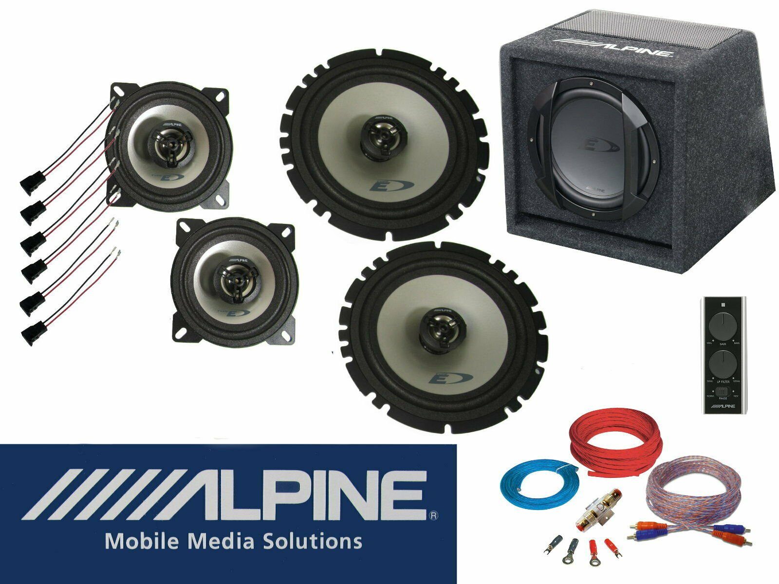Auto-Lautsprecher Alpine Set für vorn Armaturenbrett Subwoofer Aktiv (165 passend VW DSX Tür T4 W)