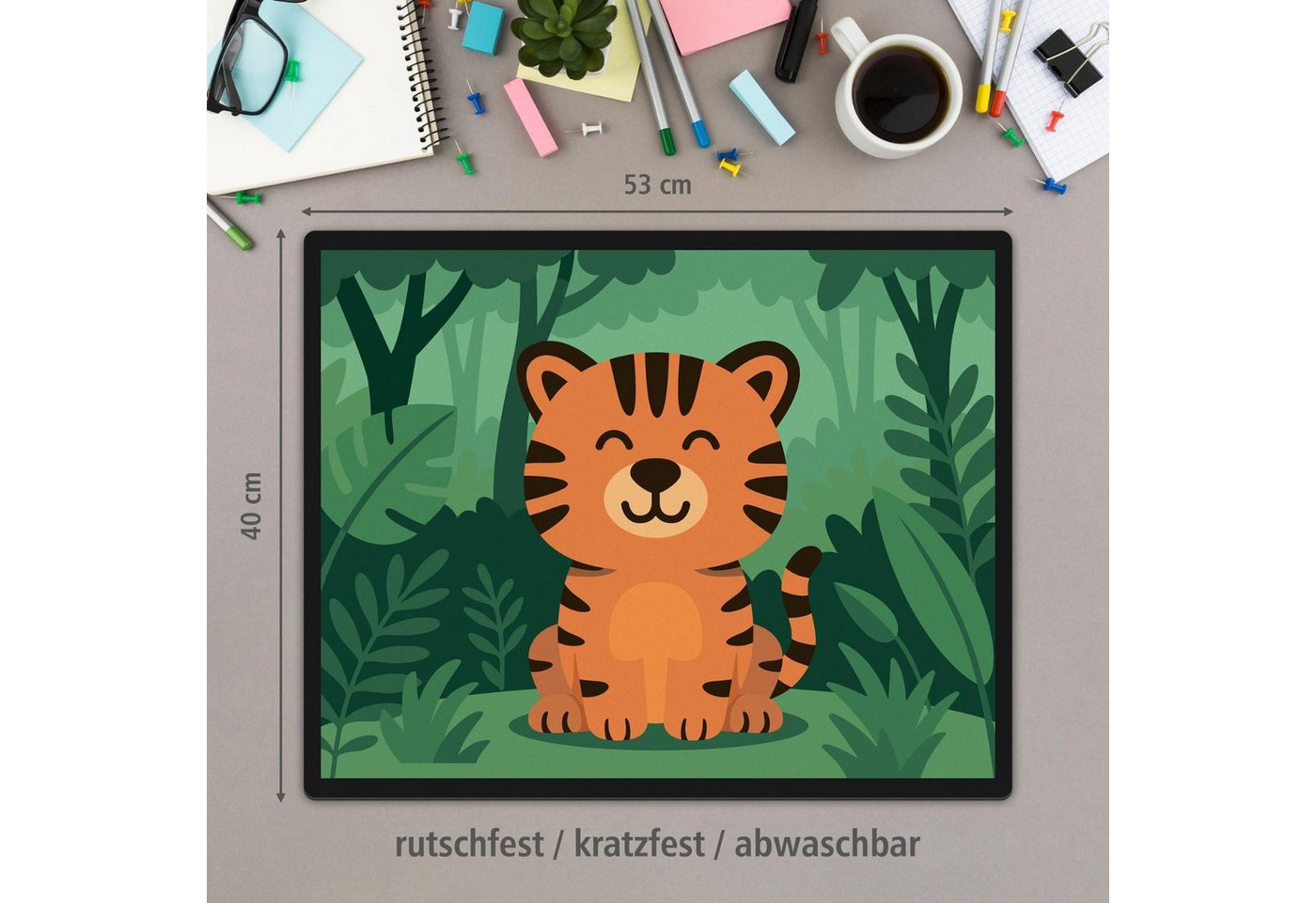 Thumbnail - itenga Schreibtischunterlage itenga Schreibunterlage V1 Motiv TIGER im Kawaii Design