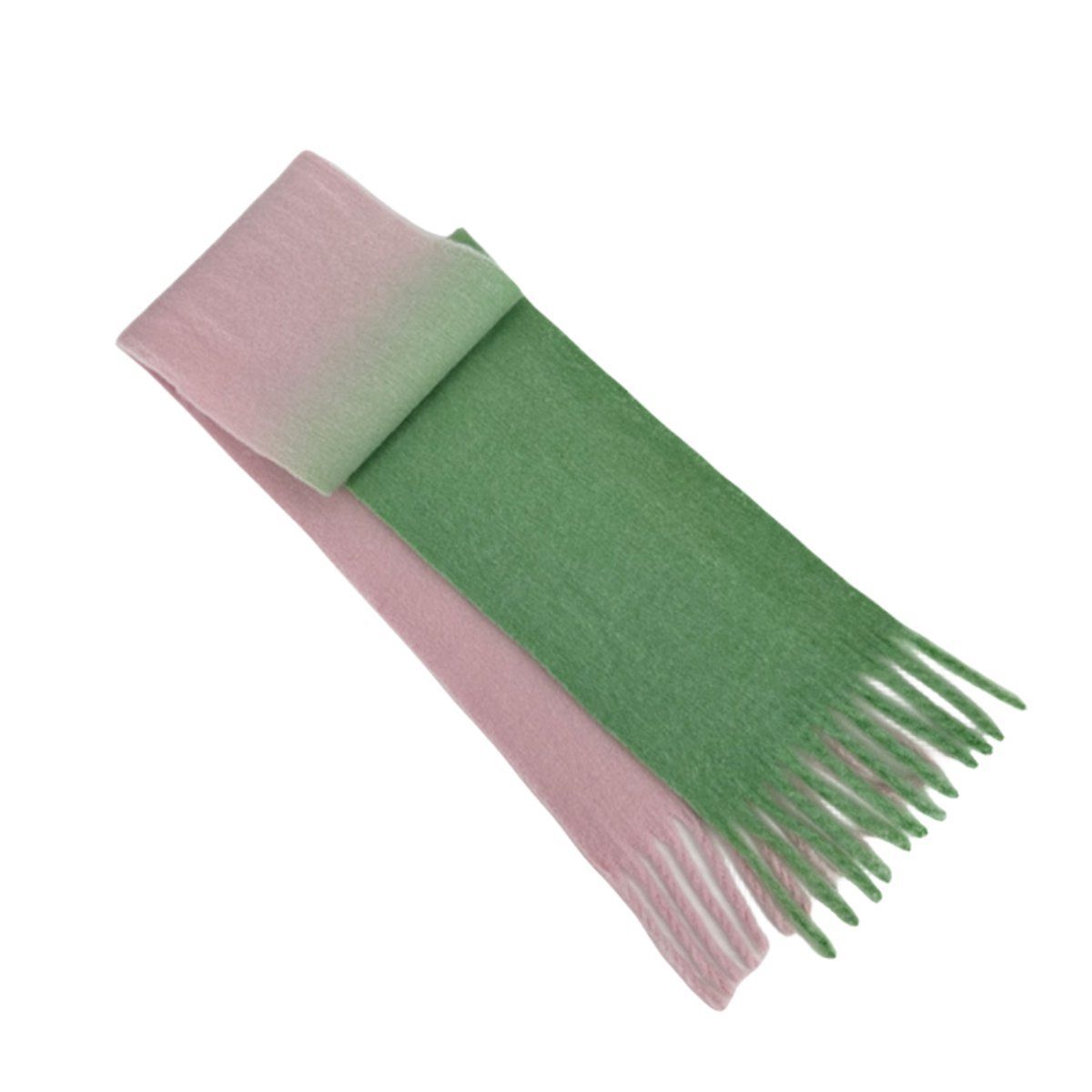 carefully selected Modeschal Handgewebter Ombre-Kontrastschal aus weicher Wolle für Damen grünesPulver
