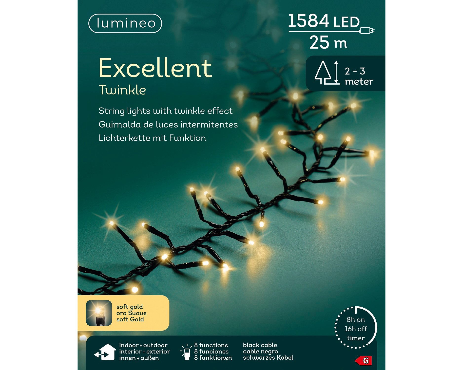 Lumineo LED-Lichterkette Lumineo Lichterkette EXCELLENT TWINKLE 1584 LED 25 günstig online kaufen