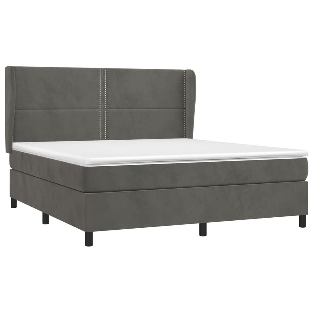 Bett Boxspringbett mit Matratze Dunkelgrau 180x200 cm Samt