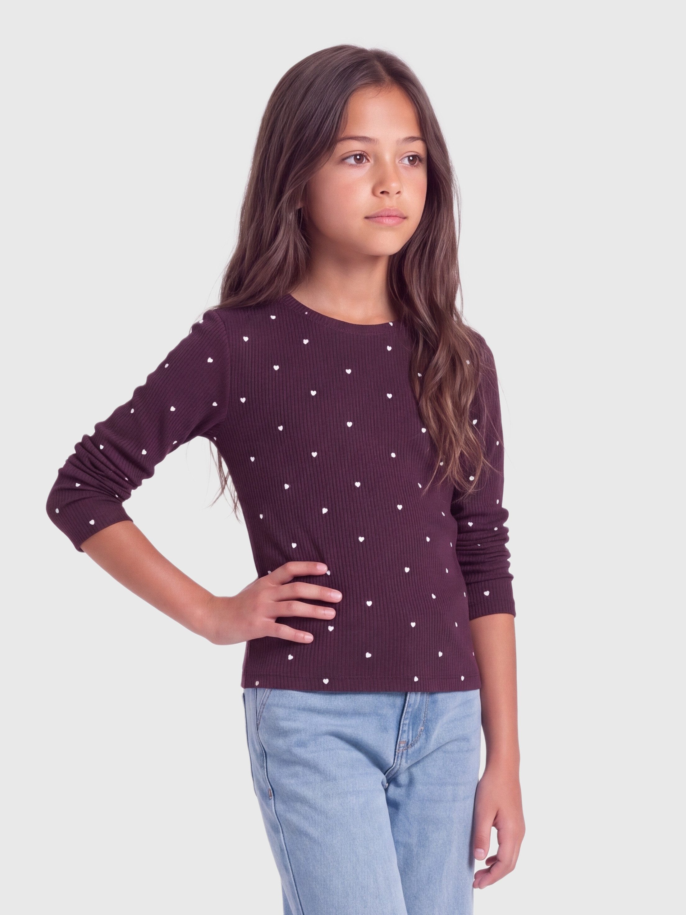 KIDS ONLY Langarmshirt KOGBELLA LIFE AOP L/S TOP JRS NOOS Baumwollmischung, figurbetont