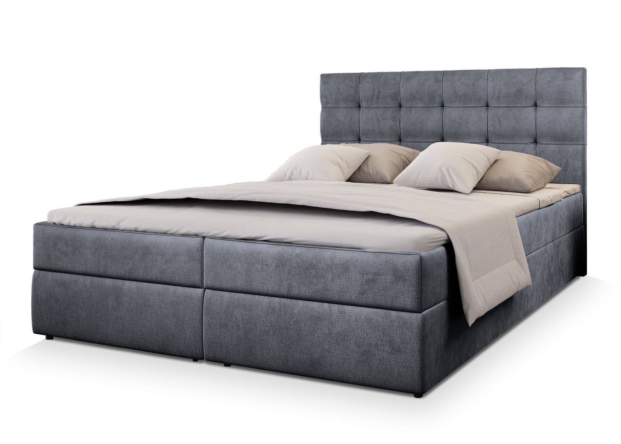 Masseno Boxbett GLOS 160x200 cm mit Bonell Matratze und Topper, Doppelbett, Polsterbett mit Kopfteil, Boxspringbett – Bild 2 von 5