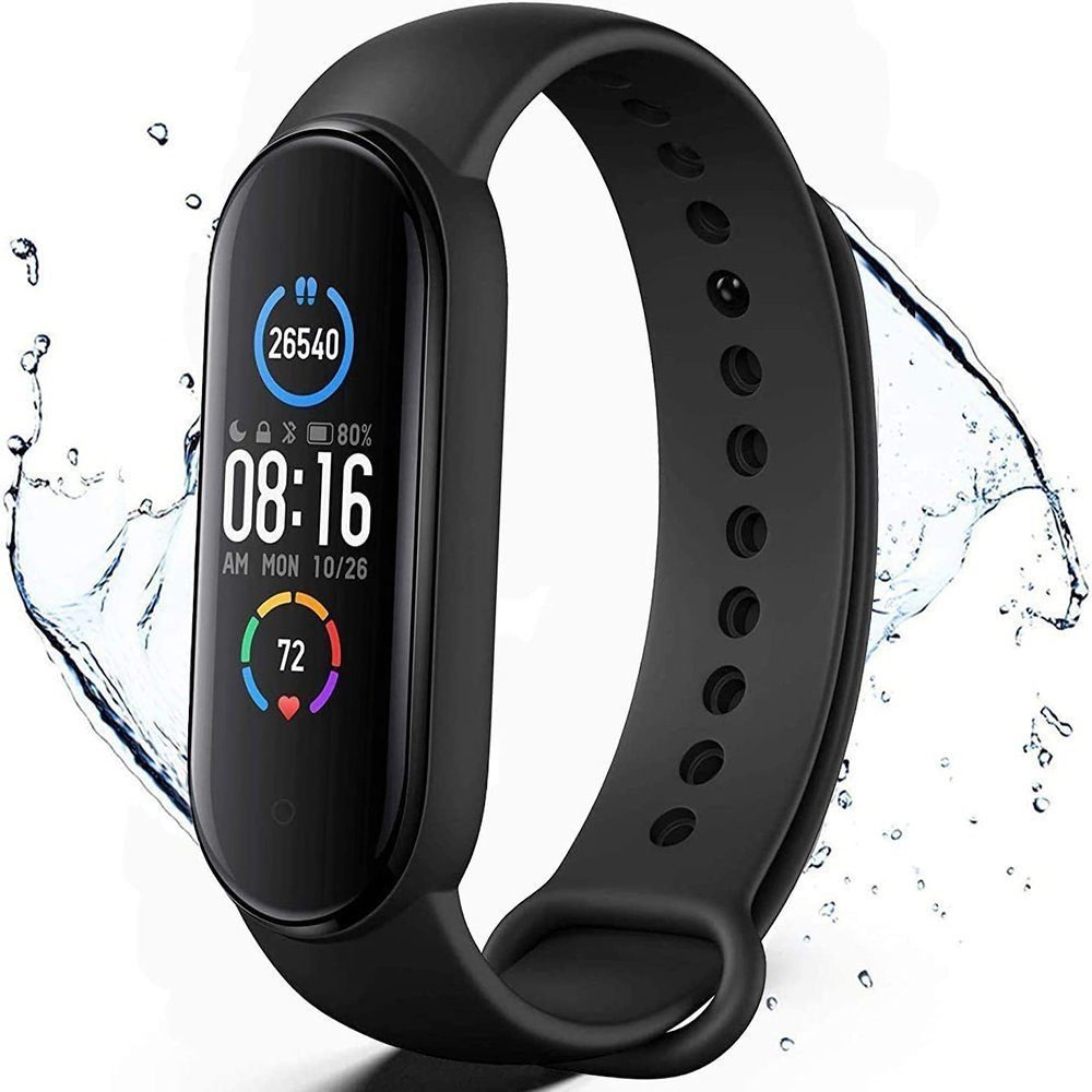 Jormftte Fitness Armband Wasserdicht IP67,Smartwatch Schrittzähler  Aktivitätstracker,Kalorienzähler Sportuhr eingebautes GPS Smartwatch Satz,  m5 Farbbildschirm Smart-Armband, Ladekabel zum Aufladen