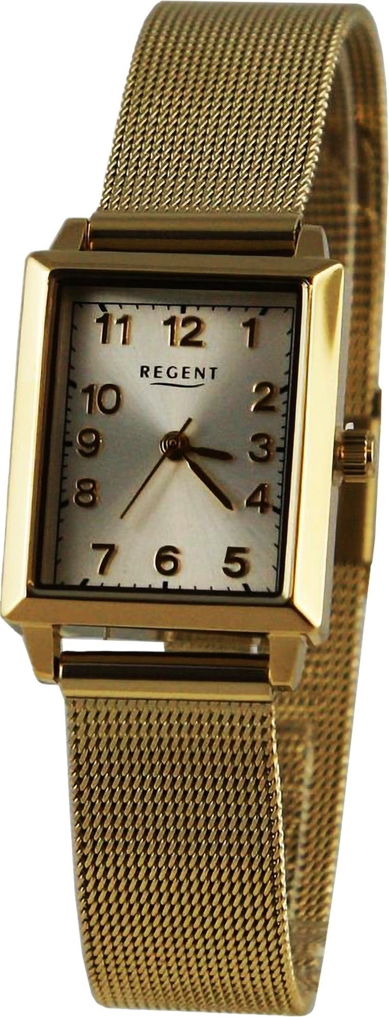 rund, Damen Armbanduhr 22x26mm), extra Damen Armbanduhr Regent Analog, (ca. groß Metallarmband Regent Quarzuhr