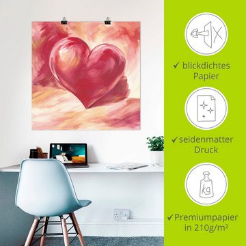 Artland Wandbild Rosa/rotes Herz, Herzen (1 St), als Alubild, Outdoorbild, Leinwandbild, Poster, Wandaufkleber