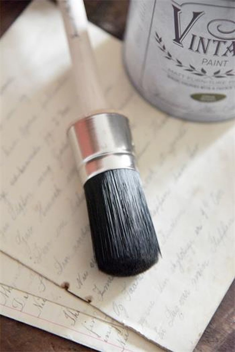 Vintage Paint Pinsel Hochwertige Pinsel professionell f.Kreidefarbe Wachs Lack Effect Paint, (wie angegeben), Professioneller hochwertiger Pinsel mit synthetischen Fasern.