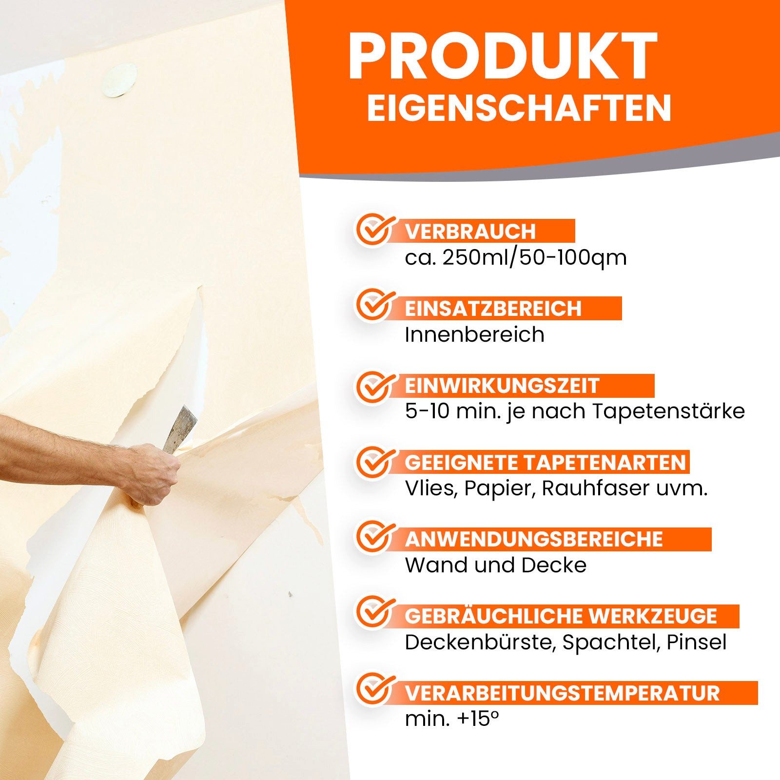 BEKATEQ Wandfarbe LS-729 Tapetenablöser Set mit Spachtel & Sprühflasche, Set (Tapetenablöser + Tapetenspachtel + Sprühflasche)