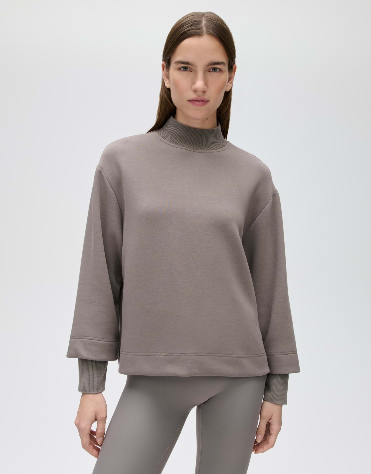 OPUS Sweatshirt Gluba club aus Sweatware mit Rippstruktur Leicht verkürzte, gerade Form mit geripptem Stehkragen