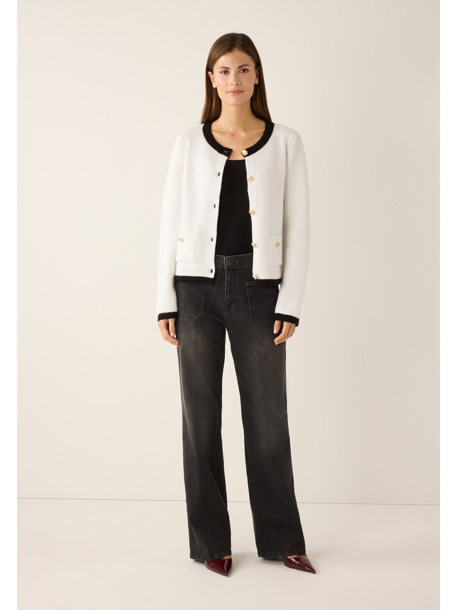 MORE&MORE Strickjacke elegante Strickjacke, Kontrastdetails günstig online kaufen