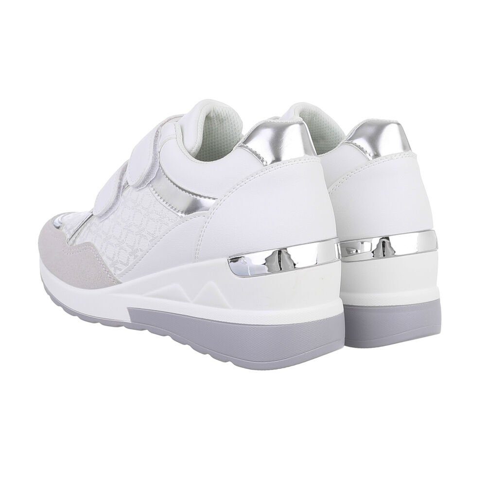 Ital-Design Damen Low-Top Freizeit Sneaker (85698443) Keilabsatz/Wedge Sneakers Low in Weiß