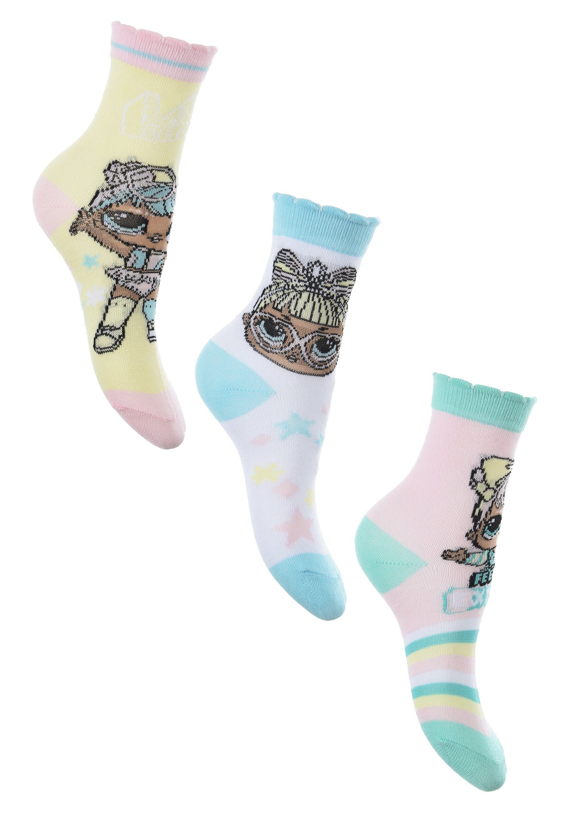 (3-Paar) Kinder Strümpfe Socken Mädchen SURPRISE! Socken L.O.L.