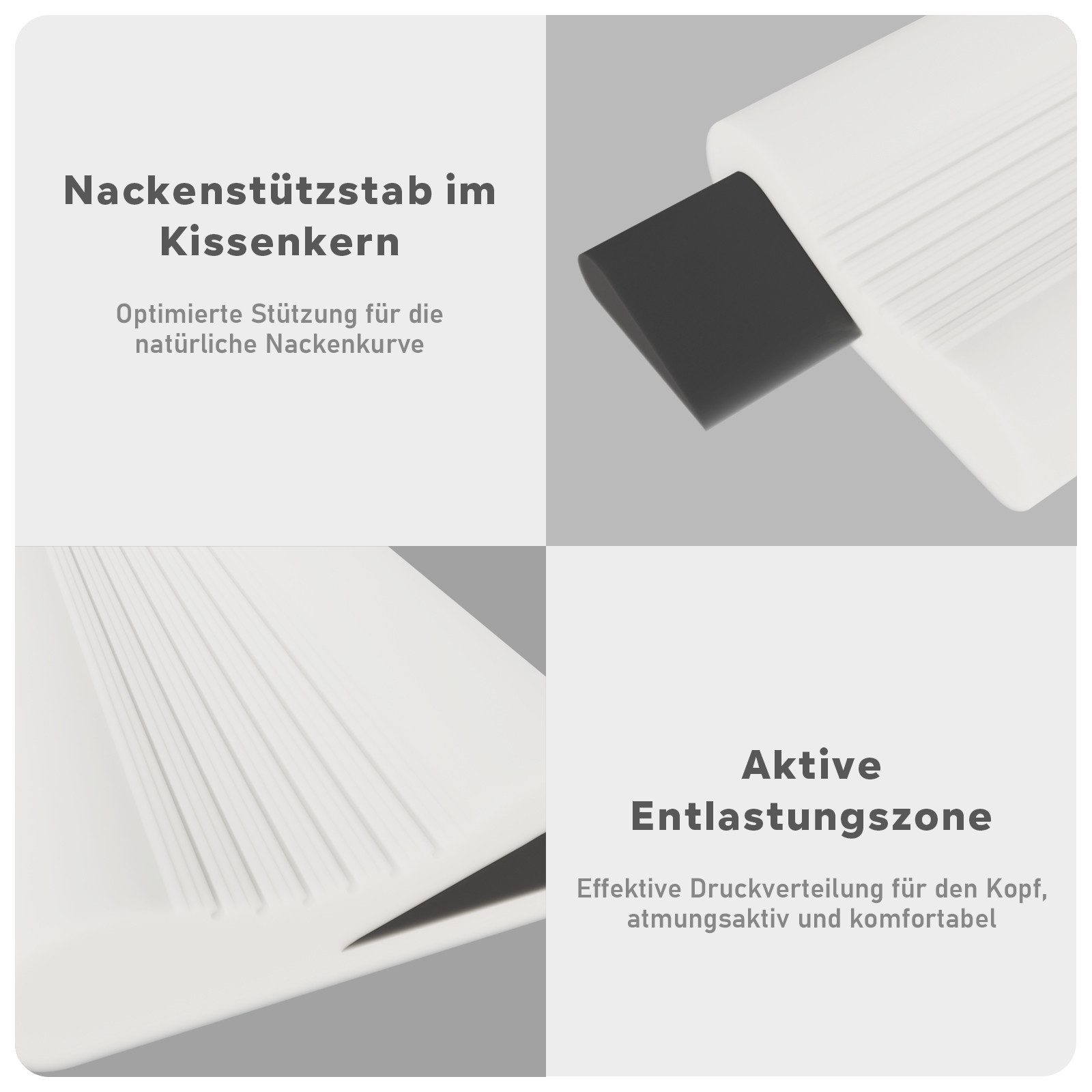 ROYGBIV Nackenstützkissen Memory Foam, Orthopädisches Kissen mit 2 Höhen, Ruckenschlafer, Bauchschlafer, Seitenschlafer, für Allergiker geeignet – Bild 3 von 5