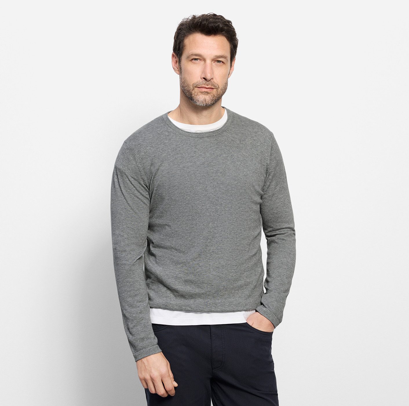 OLYMP Rundhalspullover OLYMP Strick Casual Crew Neck günstig online kaufen