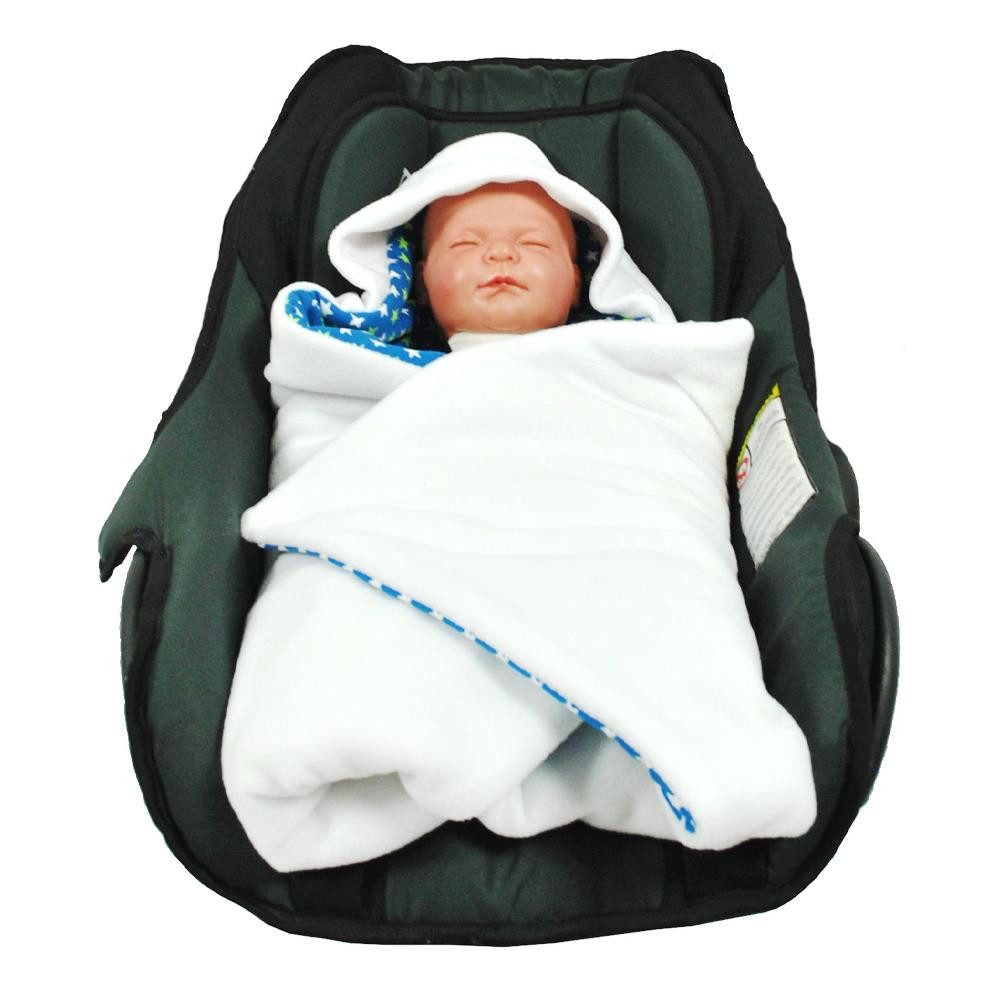 Einschlagdecke Einschlagdecke Winter weiß/Sterne, HOBEA-Germany, für 3 Punkt Babyschale geeignet