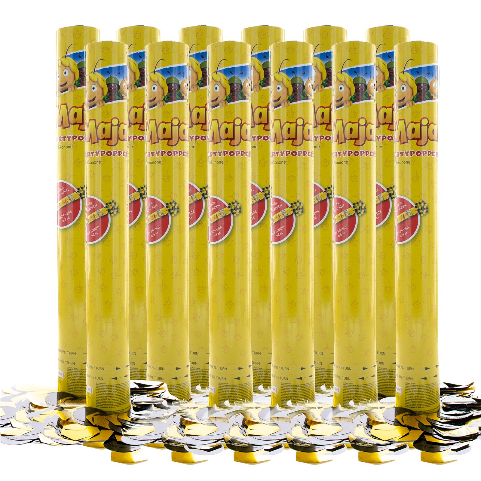 Party Factory Konfetti Biene Maja Party Popper 40 cm mehrfarbig, Effekt bis zu 8 Meter Höhe