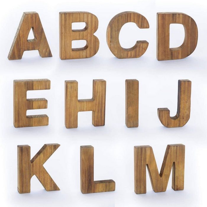 K&L Wall Art Deko-Buchstaben Holz Dekobuchstaben zum Hinstellen Kiefernholz Buchstabe A B C &