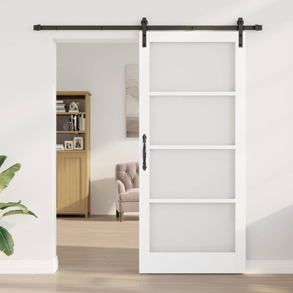 vidaXL Haustür Schiebetür ORKDAL Weiß und Schwarz 93 x 211 cm (1-St)