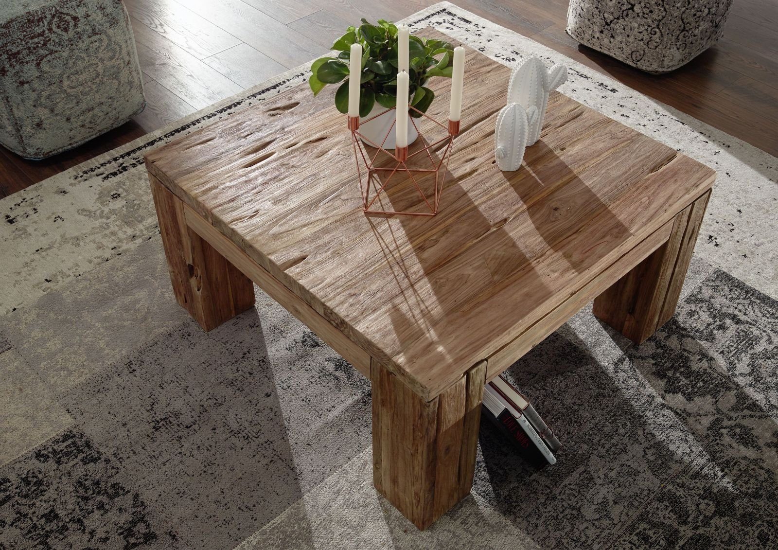 Massivmoebel24 Couchtisch Couchtisch Teak 90x90x45 BASSANO #104