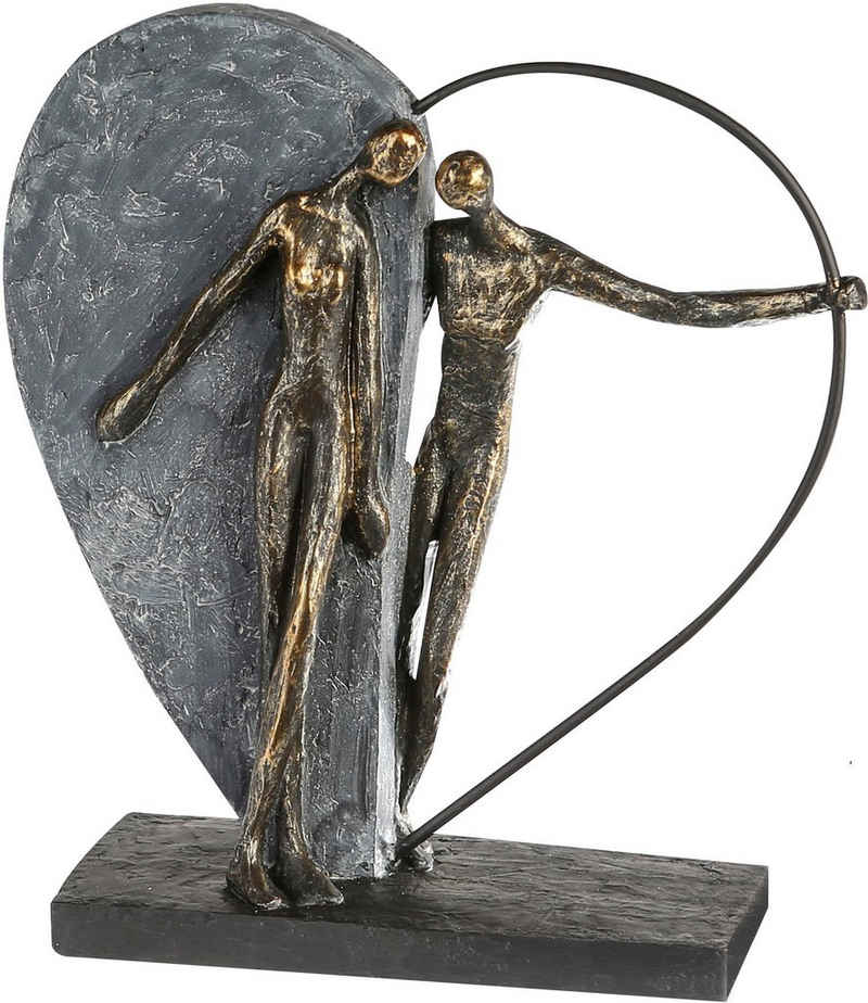 Casablanca by Gilde Dekofigur Skulptur Heartbeat, bronze/grau (1 St), Dekoobjekt, Höhe 31 cm, Herz Form, Wohnzimmer