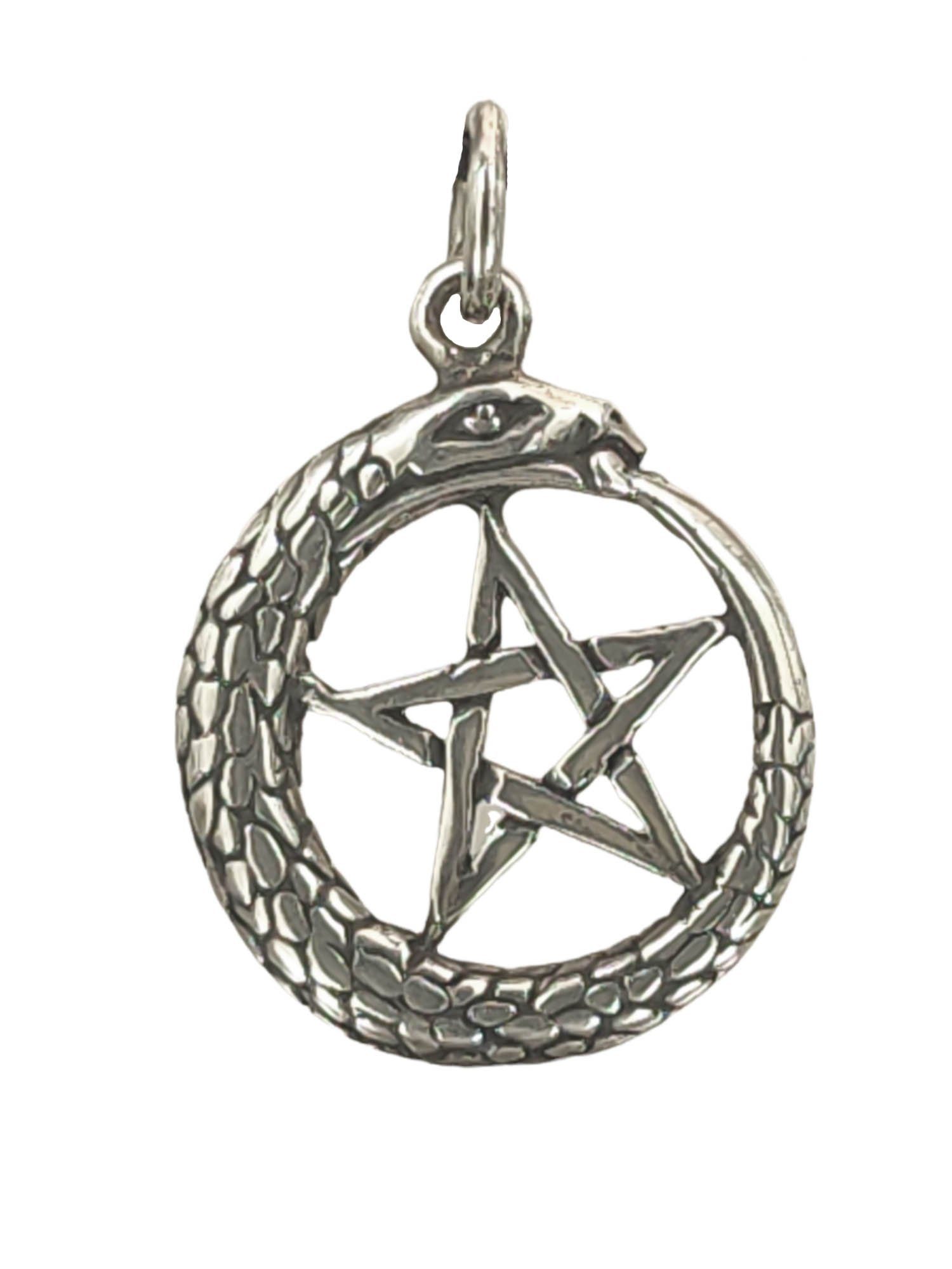 Amulett Leather 925 Zauber Anhänger Schutz Schlange Magie Silber Kiss Weiße Pentagramm of Kettenanhänger