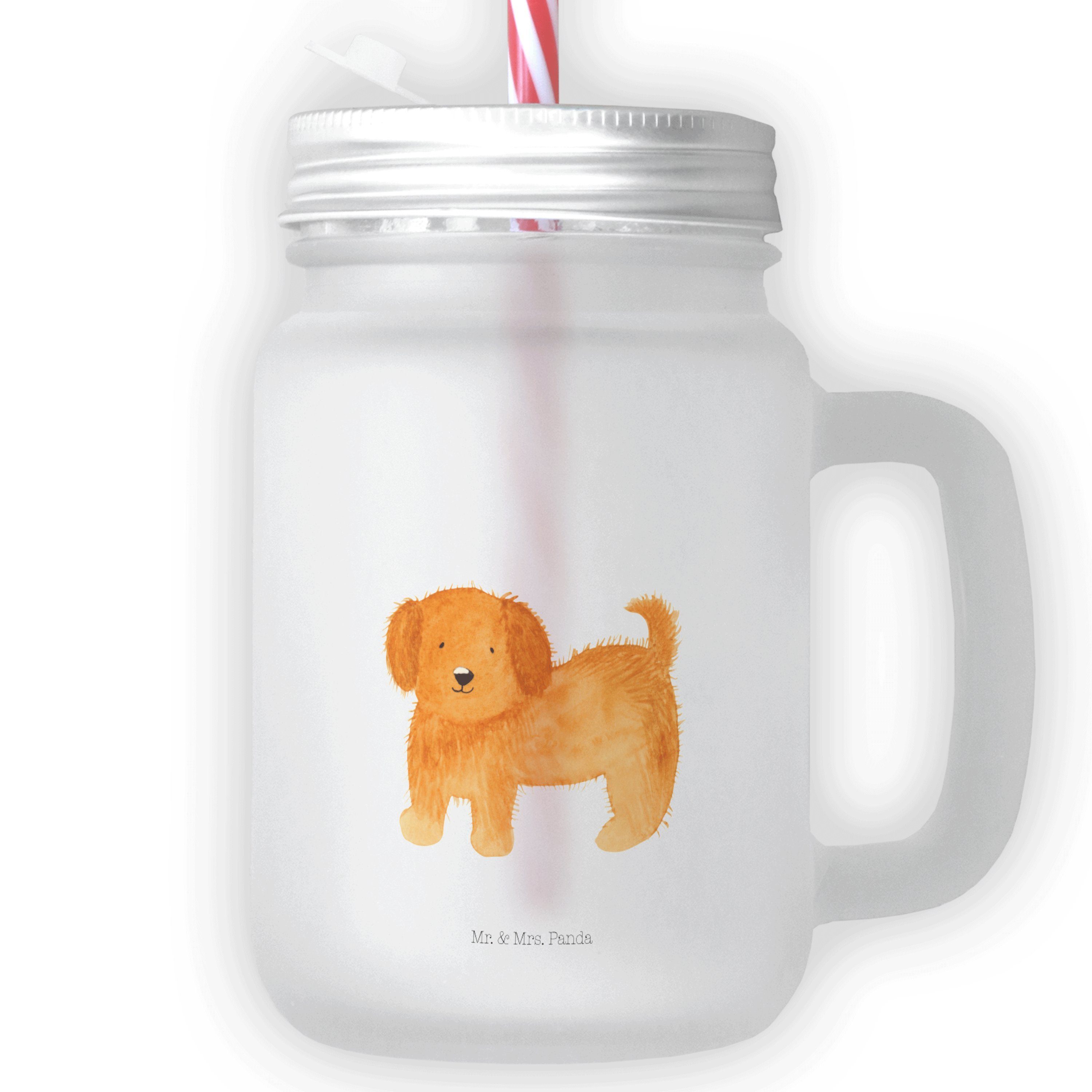 Mr. & Mrs. Panda Glas Hund flauschig - Transparent - Geschenk, Hundemama, Einmachglas, Trin, Premium Glas