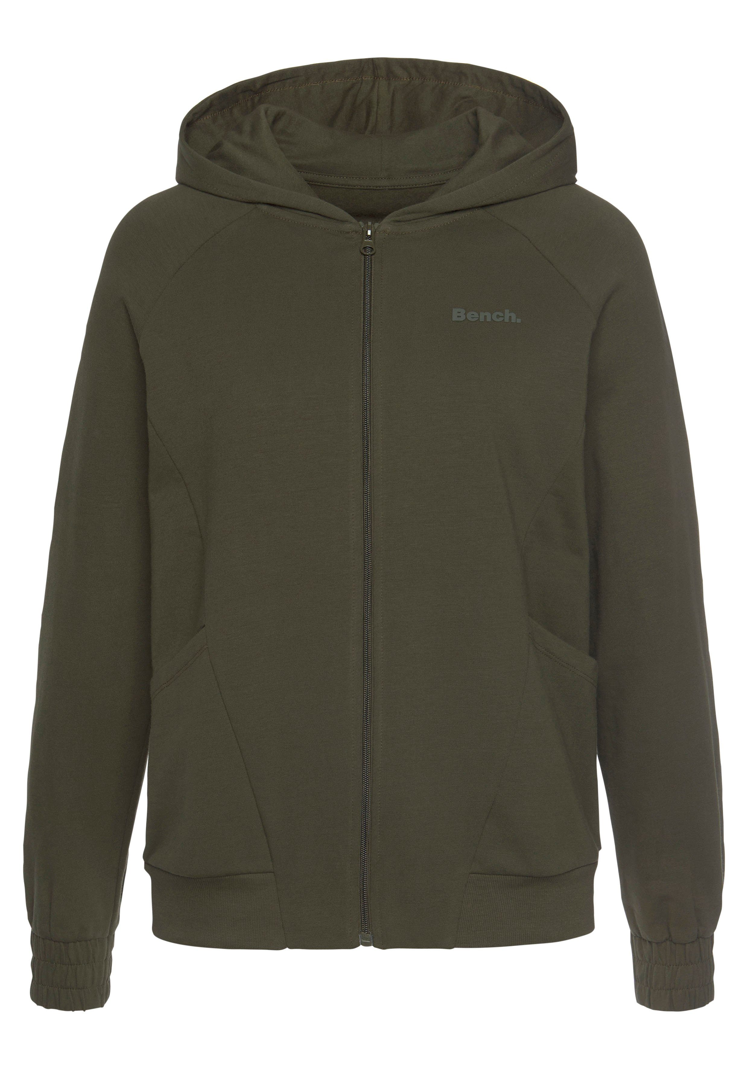 Bench. Loungewear Kapuzensweatjacke mit Loungeanzug Teilungsnähten, dunkelgrün sportlichen