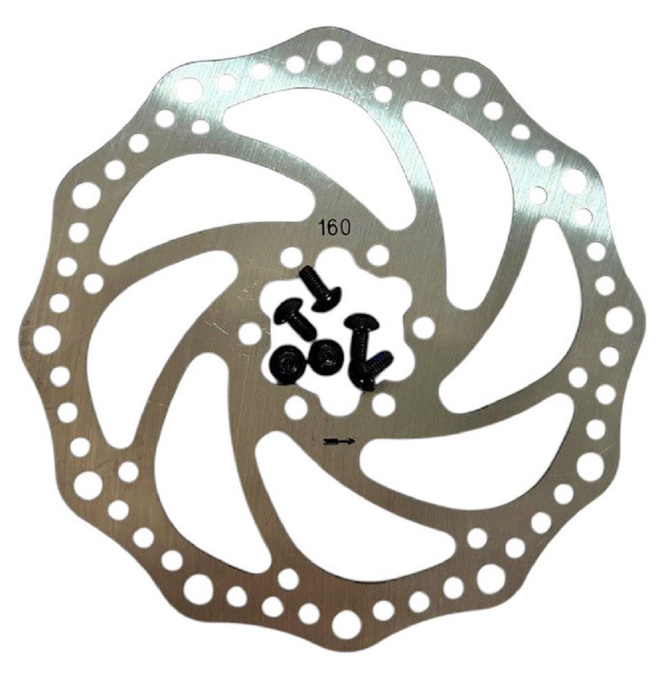 KHEbikes Felgenbremse KHE Black Jack Bremsscheibe 160 mm Disc Rotor Stahl Silber (6 Schrauben inklusive), BMX