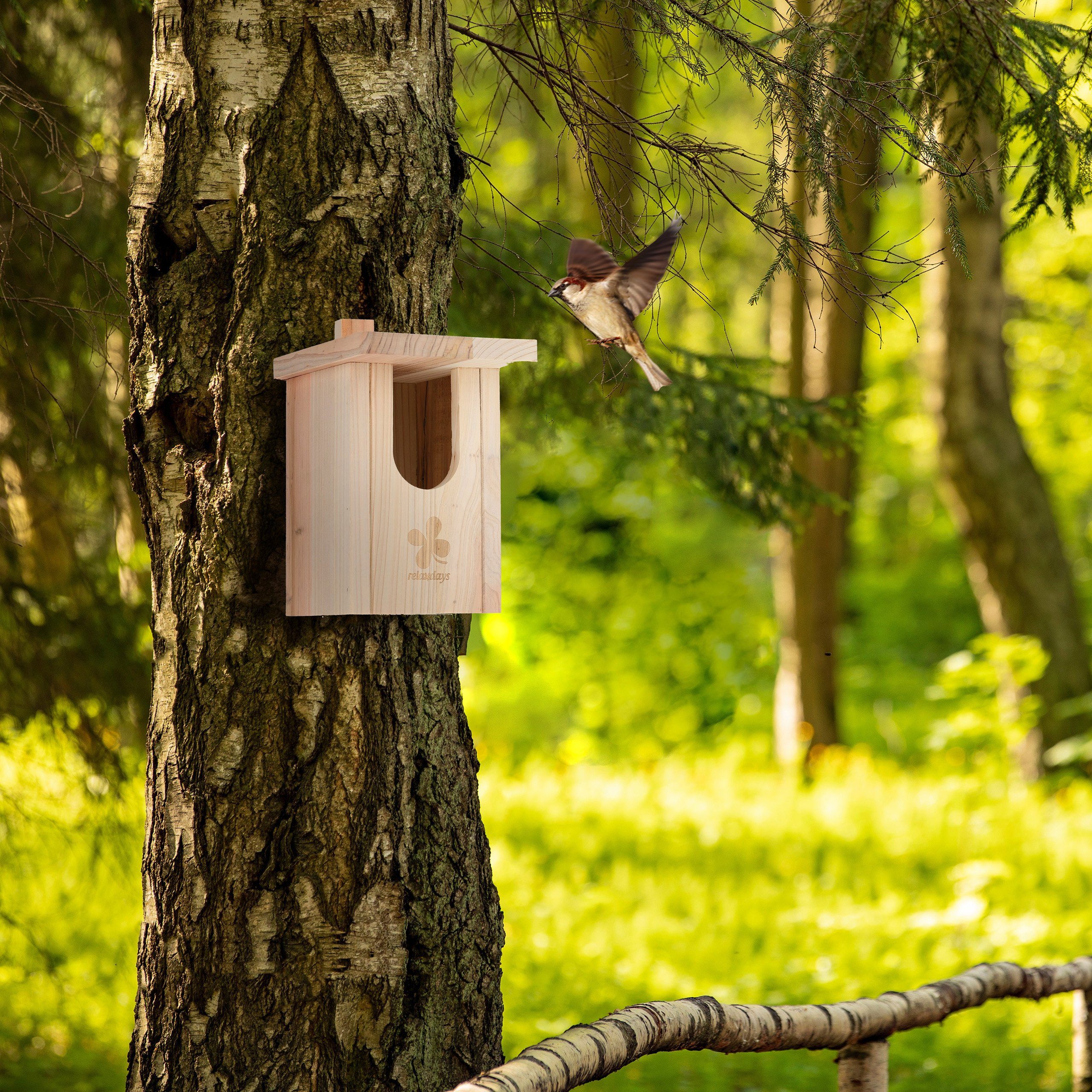 relaxdays Nistkasten Naturholz Halbhöhlenbrüter