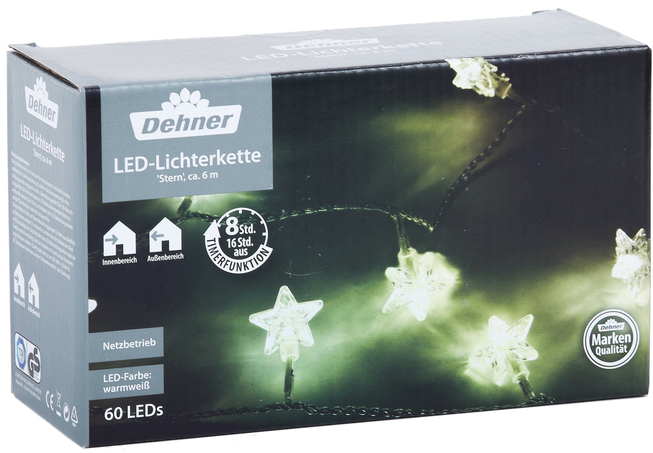 Dehner Lichterkette LED Lichterkette Stern, 60 LEDs, 590 cm, 3.6 W | Lichterketten