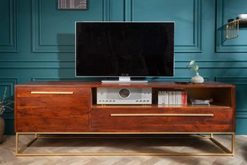 riess-ambiente TV-Board STRAIGHT 165cm braun / gold (Einzelartikel, 1 St), Wohnzimmer · Massivholz · Fernsehertisch · Retro Stil