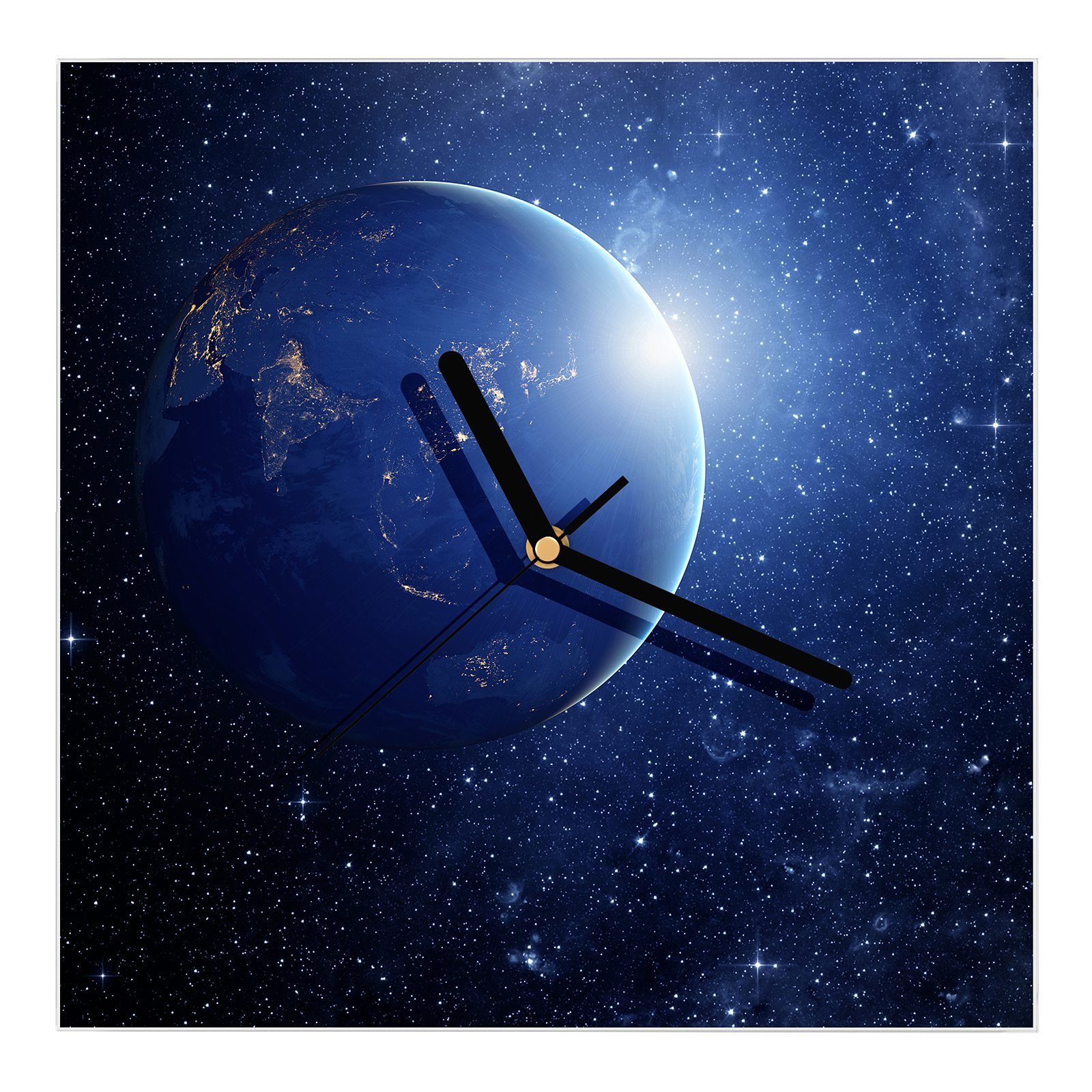 Kostensparend Primedeco Wanduhr Planet mit Wanduhr Motiv Glasuhr x 30 Sterne Größe und Bild Wandkunst der cm 30