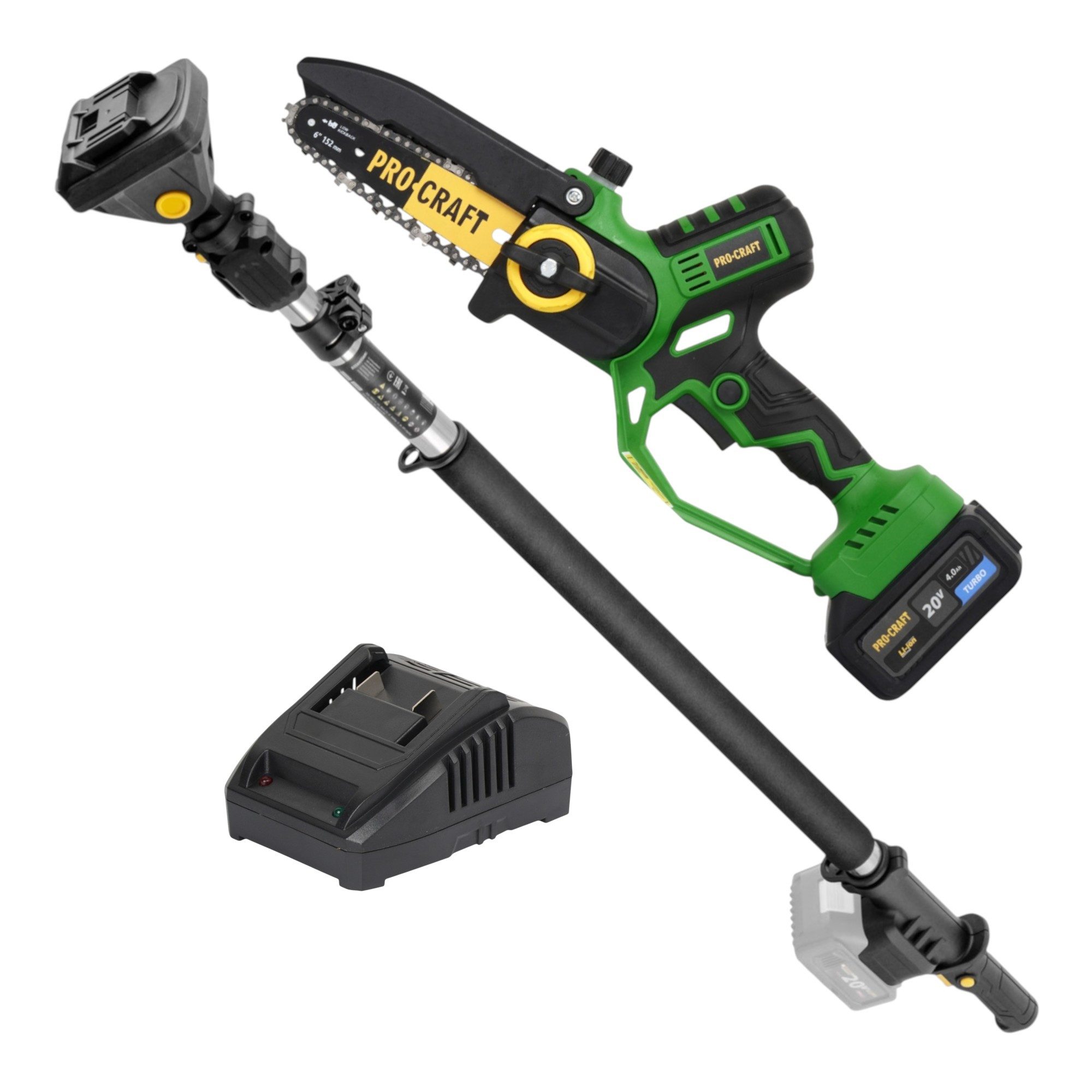 PRO CRAFT Akku-Kettensäge PKA32Li Kettensäge 20 V + Aufsatz + 1x Akku 4,0Ah + Ladegerät + Koffer