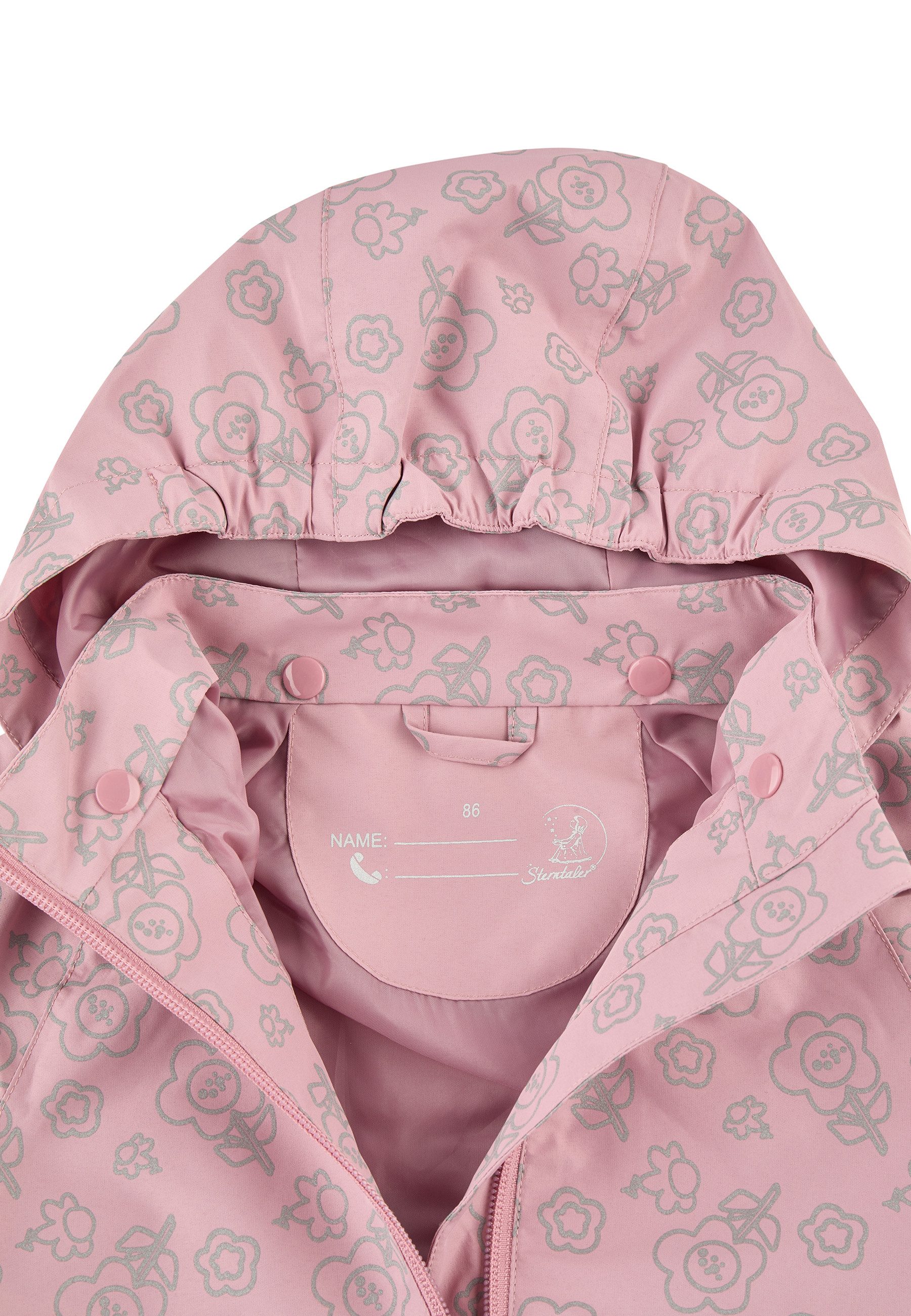 Sterntaler® Regenjacke Regenjacke gefüttert Blume (1-St) Gefütterte, wasserabweisende Regenjacke mit Reflexdruck