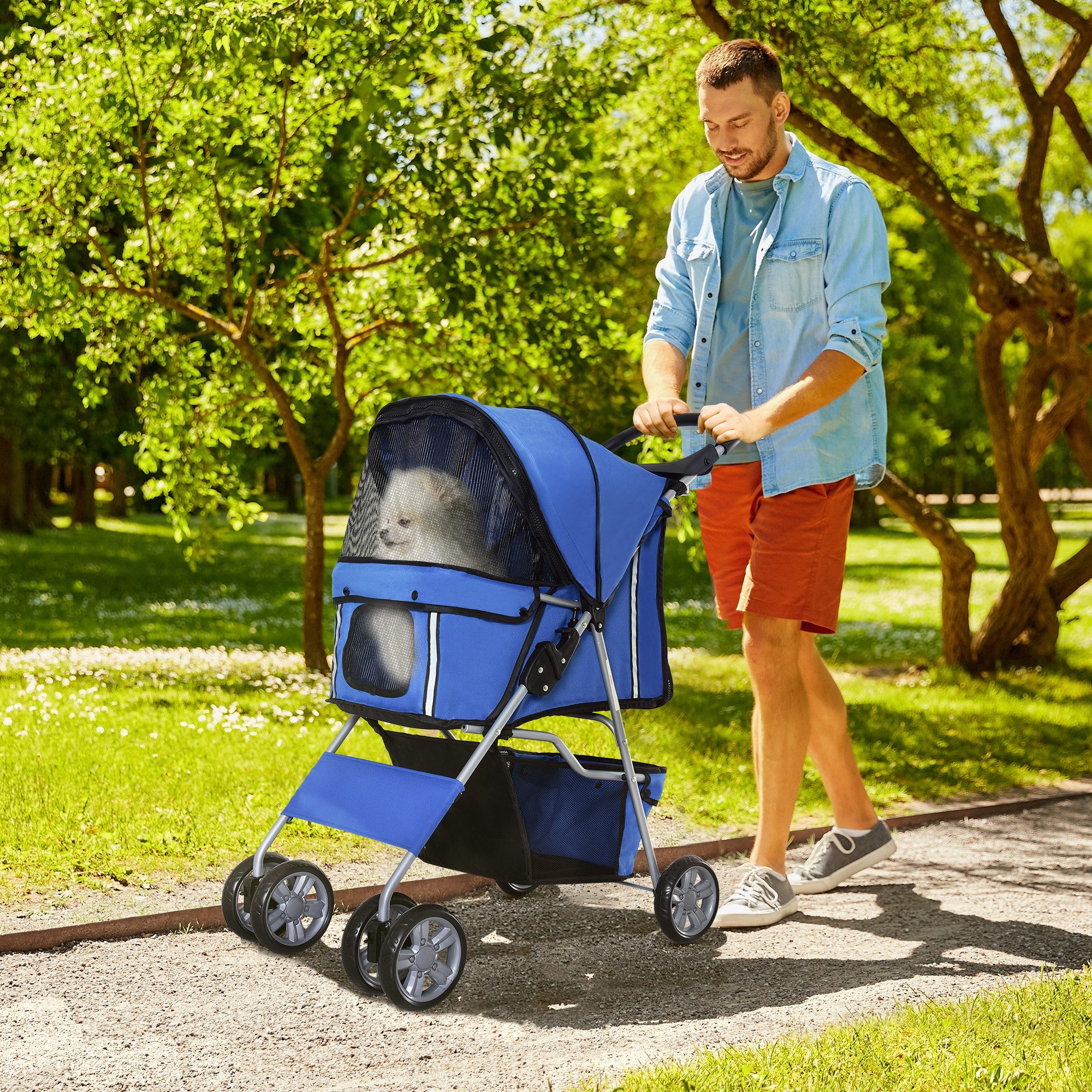 Yoimoimo Hundebuggy bis 10kg, 2-fach Klappbar & UV-Schutz, Mit Feststellbremse, (1-tlg)