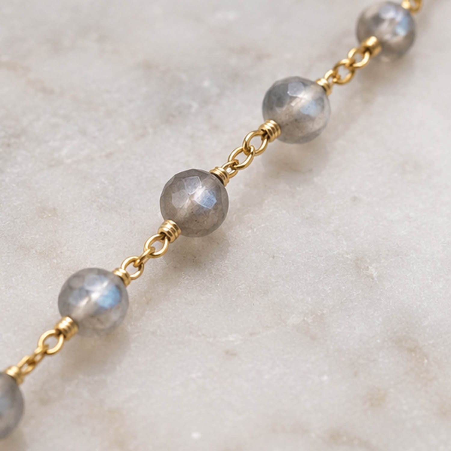Impala Perlenkette Edelstein Kette vergoldet – Edelstahl & facettierte Edelsteine, Damenkette mit Edelsteinen