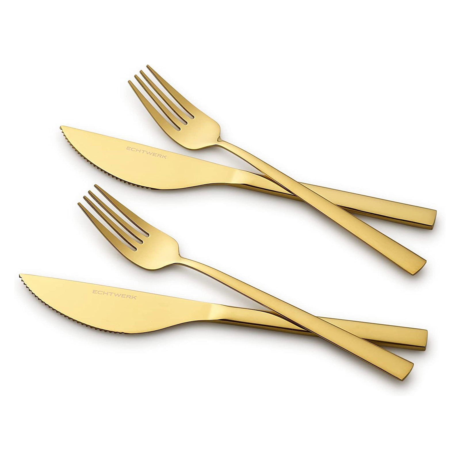 ECHTWERK Besteck-Set Pizzabesteck (4-tlg), 2 Personen, Edelstahl, Pizzaset, Steakbesteck, Essbesteck aus Edelstahl