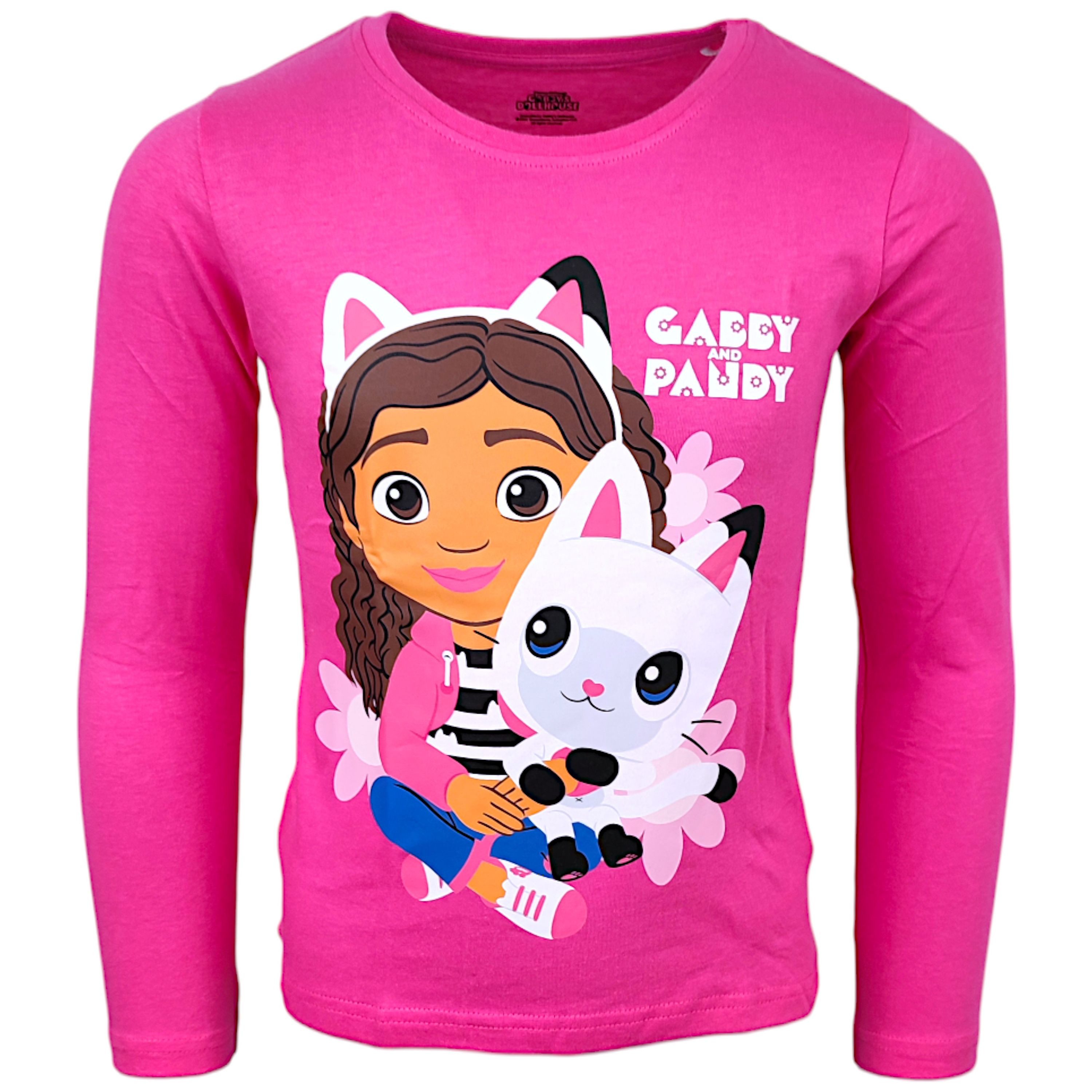 Dreamworks Gabby’s Dollhouse Langarmshirt Gabby & Pandy Paws Mädchen Shirt aus Baumwolle Gr. 104 - 134 cm