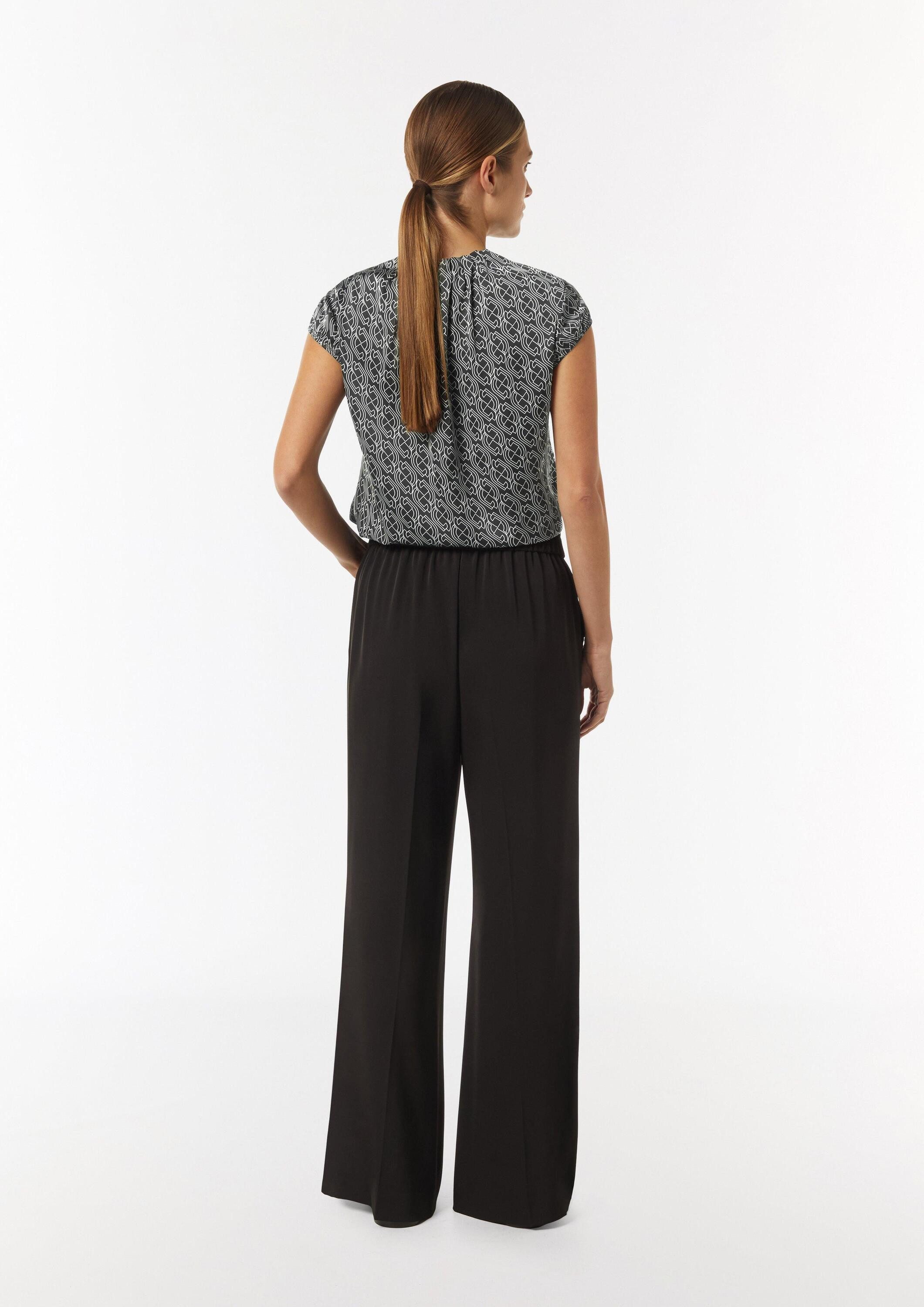 comma Kurzarmbluse Bluse Satinbluse mit Raffung und Kappärmeln