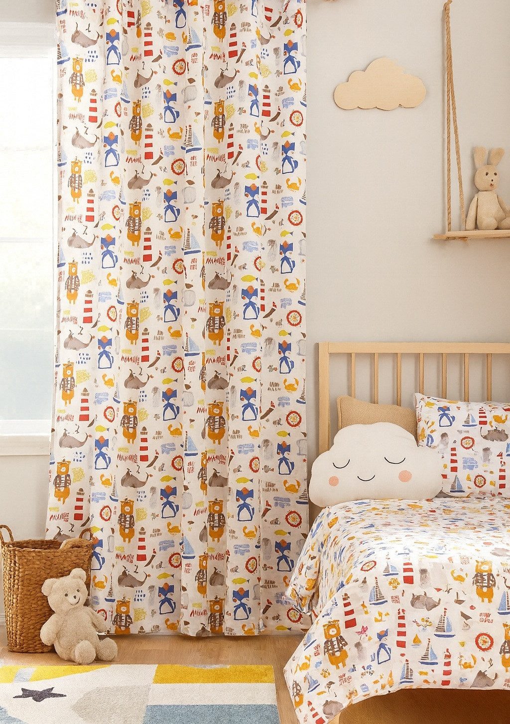 Clever-Kauf-24 Gardine Schlaufenschal Ahoi weiß Kinder BxH 135 x 175/245, blickdichter Vorhang