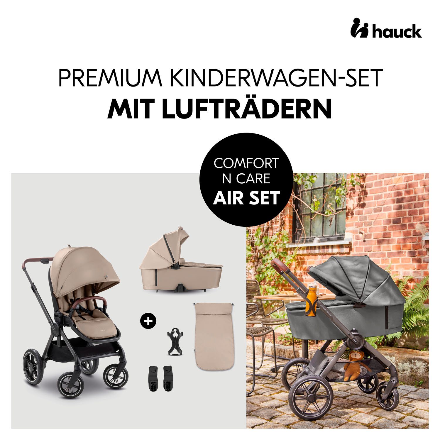 Hauck Kombi-Kinderwagen Comfort N Care Air, (Set), Belastbarkeit bis 22 kg