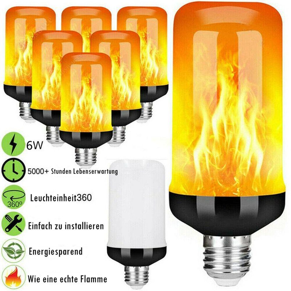 E27 Halloween Außenleuchte Lampe OULENBIYAR Flammen Weihnachten Flackerlicht, für Glühbirne 6W Party, Effekt Haus 4st Deko LED Glühlampen Flamme Gartenstrahler Garten