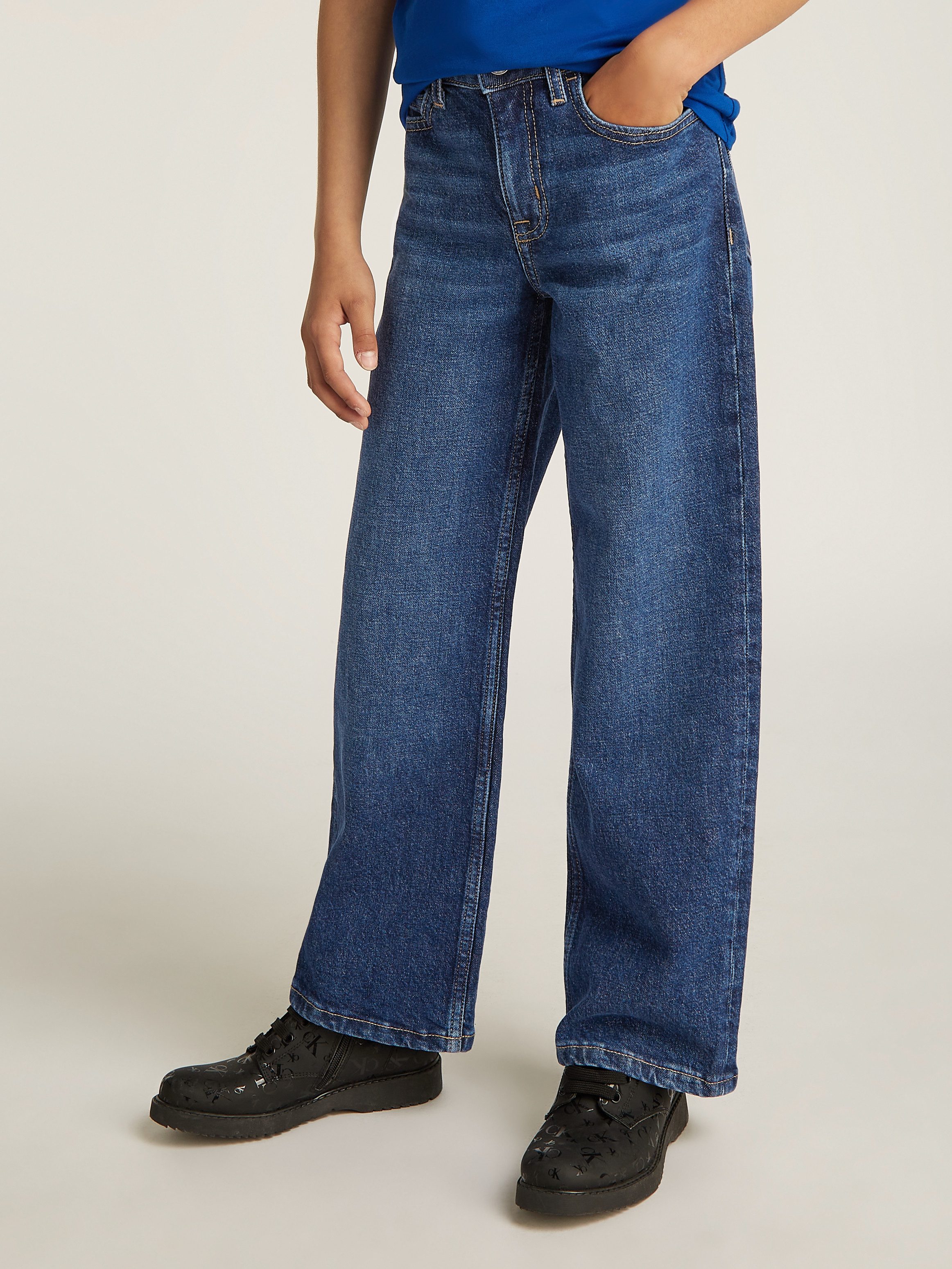 Calvin Klein Jeans Weite Jeans verstellbarer Bund, weites Bein, hohe Taille, Baumwoll-Stretch