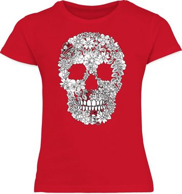 Shirtracer T-Shirt Totenkopf Blumen Skull Flowers Kindermotive